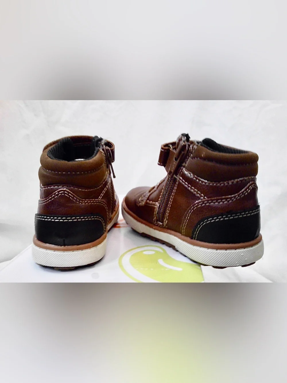jumping beans Brown Kids High-Top Boots with Side Zipper and Strap